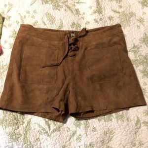 Lucky Brand Faux Suede Shorts Small Tan Congac